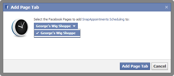 Select the Facebook pages to add SnapAppointments scheduling to.