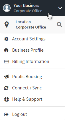 Select Business Location Dropdown. Your Business: Corporate Office